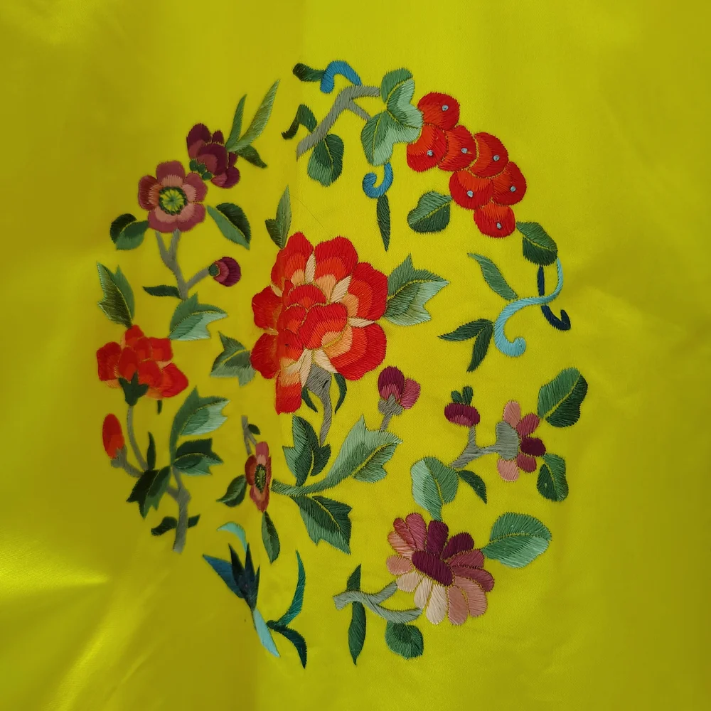 Vintage Floral Embroidered Silk Kimono - Picture 9 of 12